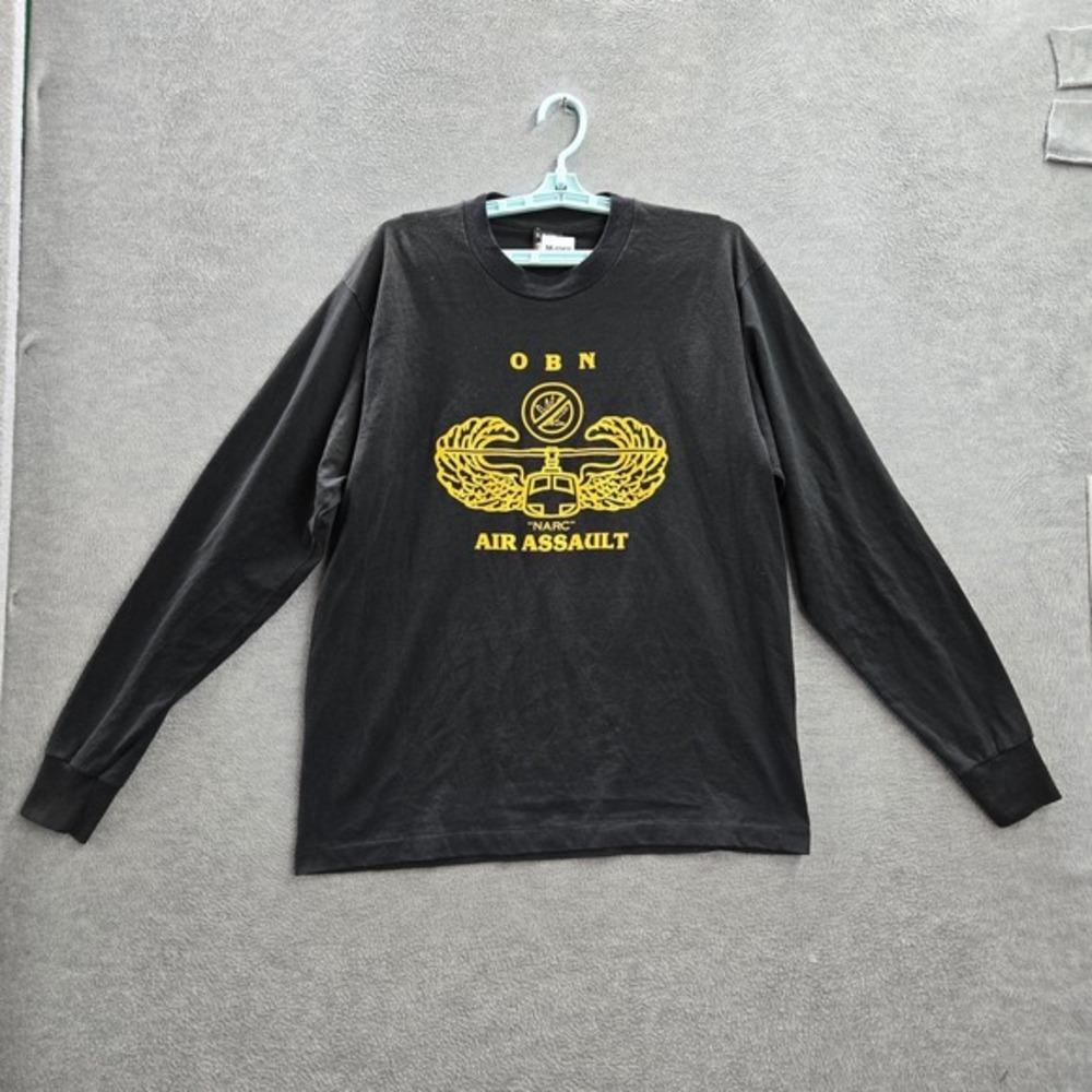 VINTAGE‎ Narc Best Men Shirt XL Black Air Assault OBN Long Sleeve Made in USA